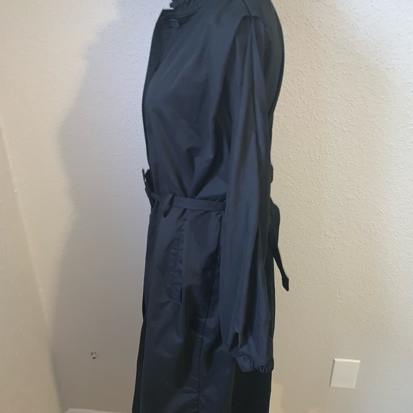 Revolve Amuse Society Black Ginger Woven Trench Coat Jacket Size Small Ruffle - Picture 4 of 9